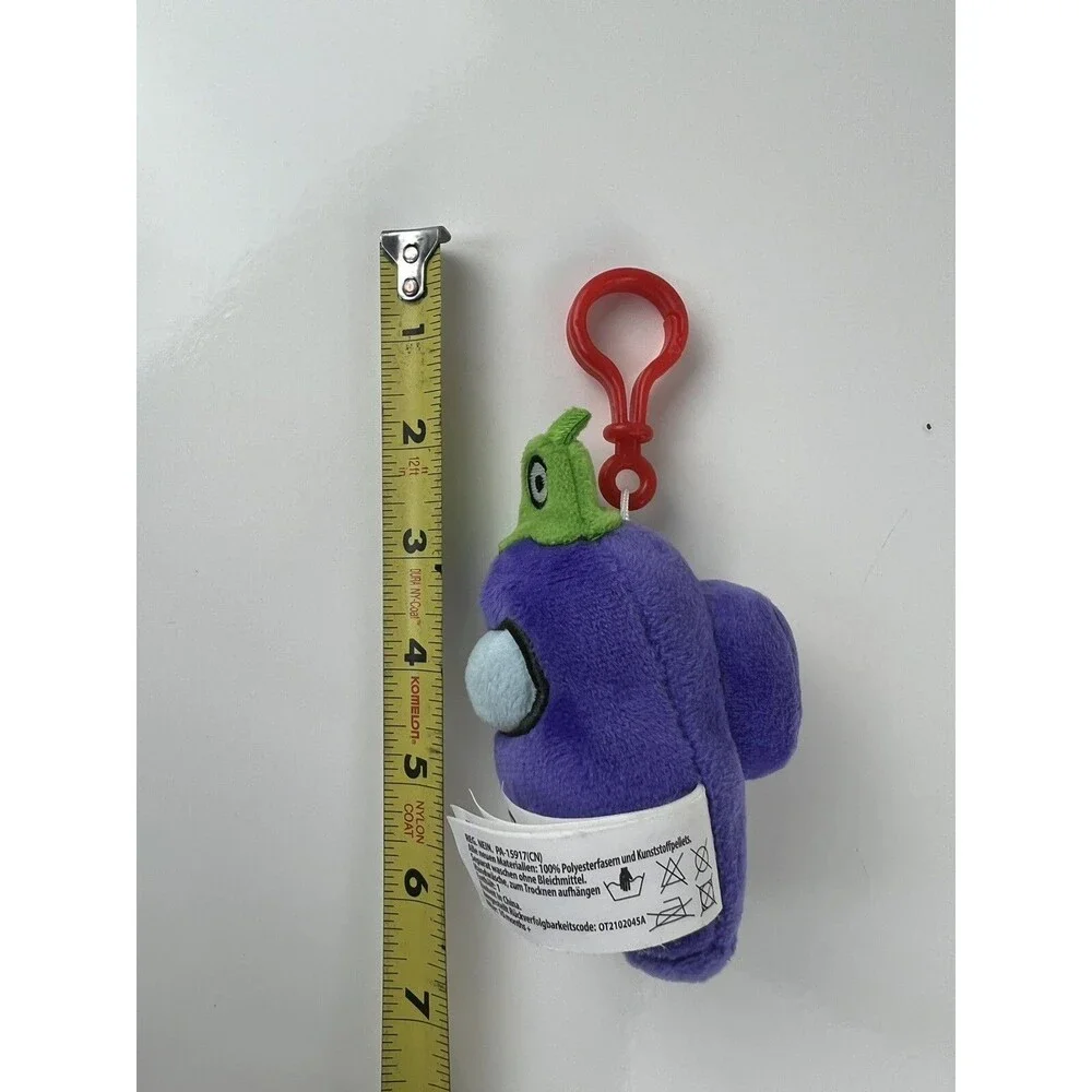 Amoung Us Purple Crewmate HeadSlug Hat Plush Toy Keychain Key Ring Bag Charm 6”